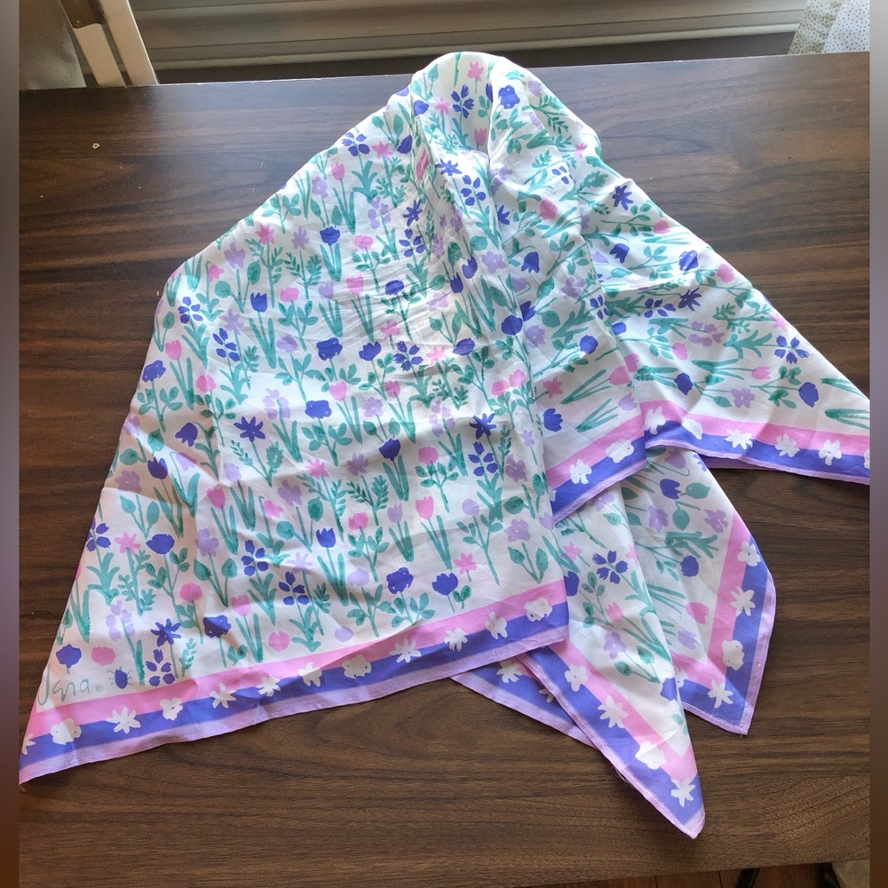 VTG Vera Neumann Scarf Pink Purple Floral Tulips